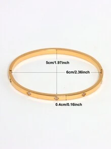 18K Gold Plated Stainless Steel Stackable Bangle Bracelet, Classic European & American Popular Chain And Four-Leaf Clover Lock Design, Cubic Zirconia Inlaid, Generous Personalized Luxury Gold Jewelry, Wedding Wrist Jewelry Set, Suitable For Girls, Women, Moms, Relatives, Friends, Beautiful Wedding, Birthday, Mother's Day, Girlfriend Valentine's Day Gift