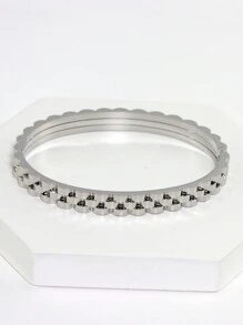 18K Gold Plated Stainless Steel Stackable Bangle Bracelet, Classic European & American Popular Chain And Four-Leaf Clover Lock Design, Cubic Zirconia Inlaid, Generous Personalized Luxury Gold Jewelry, Wedding Wrist Jewelry Set, Suitable For Girls, Women, Moms, Relatives, Friends, Beautiful Wedding, Birthday, Mother's Day, Girlfriend Valentine's Day Gift