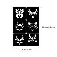 Bộ 11 khuôn xăm tạm thời theo chủ đề Giáng sinh, phun nhũ, hình xăm giả sáng tạo tự làm cho Halloween, đêm Giáng sinh, ngày lễ, tiệc trang điểm sân khấu, nghệ thuật trên cơ thể và khuôn mặt - Đen và trắng - Xem 5