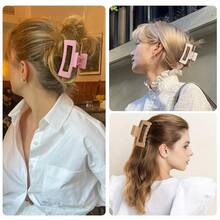 6 件装方形和矩形发夹，适合女士发饰 - 中号香蕉夹 - 馬卡龍色 - 查看 6