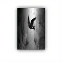 1 件带框/无框帆布艺术可直接悬挂 - 堕落天使路西法墙壁艺术黑白复古海报印刷帆布画墙壁艺术图片客厅卧室装饰 - 彩色 - 查看 6