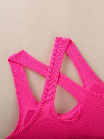 Criss Cross Strap Sports BH Women, Yoga Gym Running Racerback Crop Top Brassiere Can Be Worn Outerwear view 5
