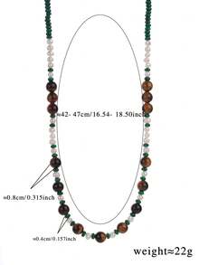 1 chiếc vòng cổ hạt cườm nhiều màu thời trang hình con công bằng đá tự nhiên, mã não đen, mắt hổ, ngọc trai và vỏ sò, thích hợp cho phụ nữ đeo hàng ngày - Đầy màu sắc - Xem 9