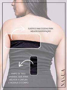 KIT 2 Long Strapless Sheath Dresses In Ribbed Fabric With Slit From P To GG With Padding And Elastic At The Back - màu đen - Xem 6