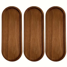 1/2/3 piezas Bandeja de madera de acacia, bandeja para desayuno, bandeja para comedor/cocina, bandeja para frutas, bandeja para café, bandeja para té, bandeja para aperitivos, pieza decorativa para la sala de estar, adecuada para hoteles, restaurantes, hogares, fiestas, Acción de Gracias, Navidad, Año Nuevo, bandeja multiusos para exteriores