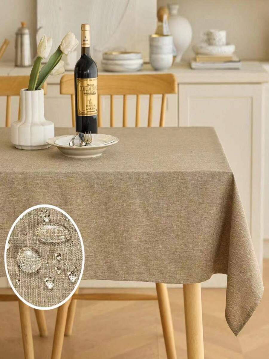 1 件防水仿亚麻桌布,竹纹理,经典款式抗皱柔软桌布,适用于餐厅、厨房、咖啡厅、餐厅、餐饮、婚礼、早午餐、户外露台和节日 - 摩卡棕 - 查看 1