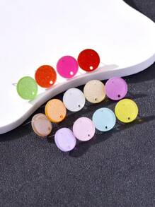 20pcs 14mm Candy-Colored Silver Powder Acrylic Steel Ear Studs Women's Fashion Jewelry DIY Earring Components
