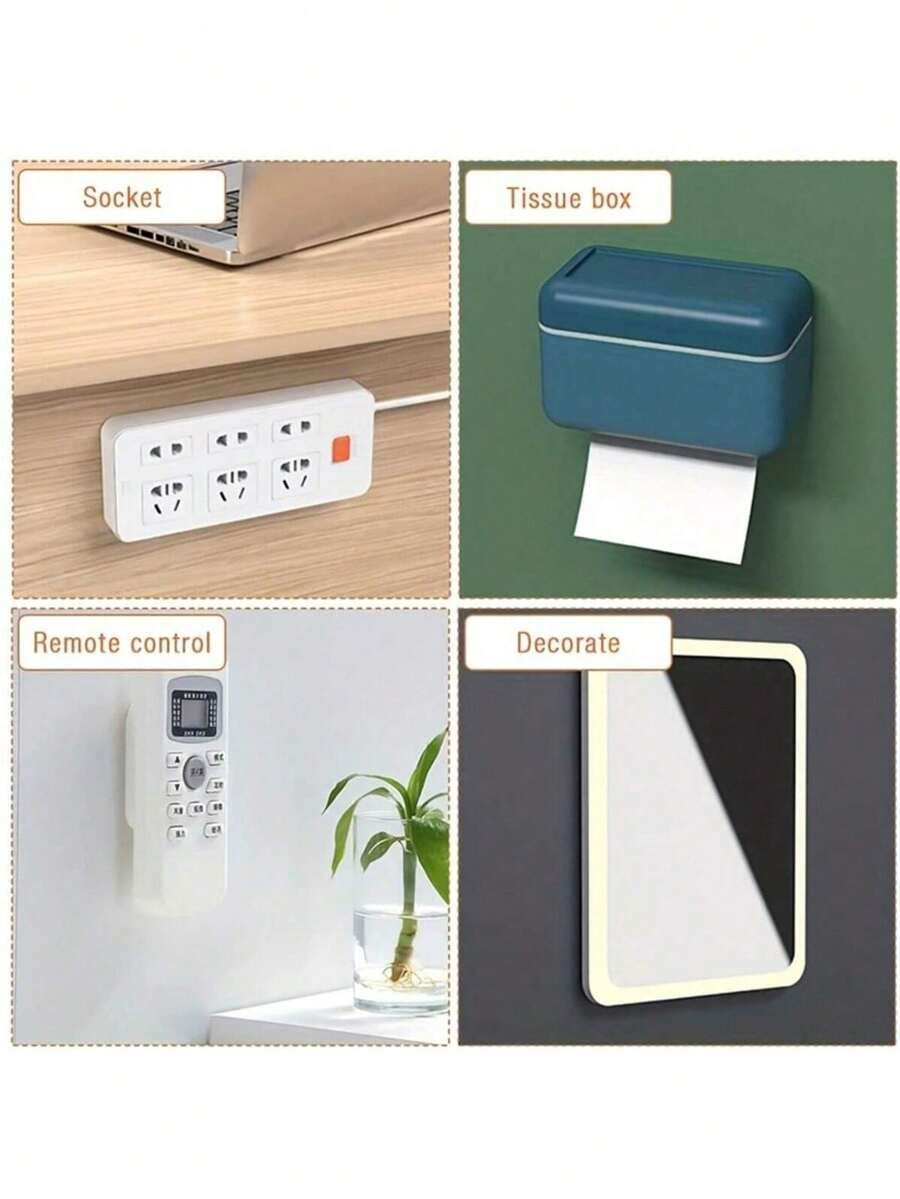 4 Packs NoDrill SelfAdhesive Socket Holder, Wall Mountable Power