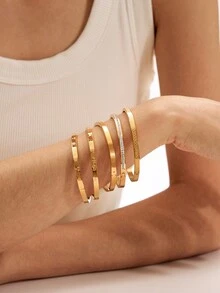 1 件欧美极简主义 INS 雪花图案女士可调节细手镯，适合节日、派对、日常佩戴、圣诞礼物 - 彩色 - 查看 2