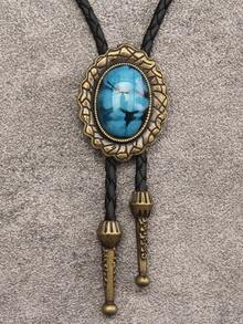 1 chiếc vòng cổ nơ nhựa màu xanh lam, dây chuyền kim loại trang trí phong cách cổ điển sang trọng, phù hợp cho nam giới, phụ kiện dây chuyền áo len - Vòng cổ nơ hợp kim nhựa - Xem 8