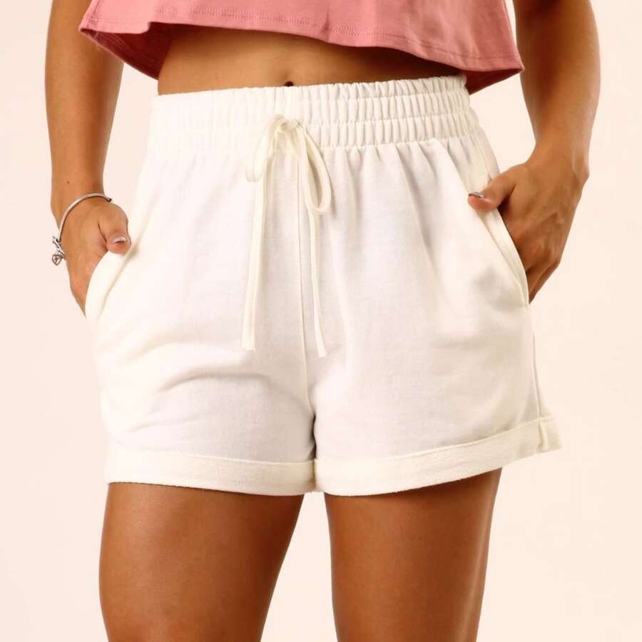 Women's High Waisted Sweatpants With Elastic Waistband And Pocket - trắng - Xem 1
