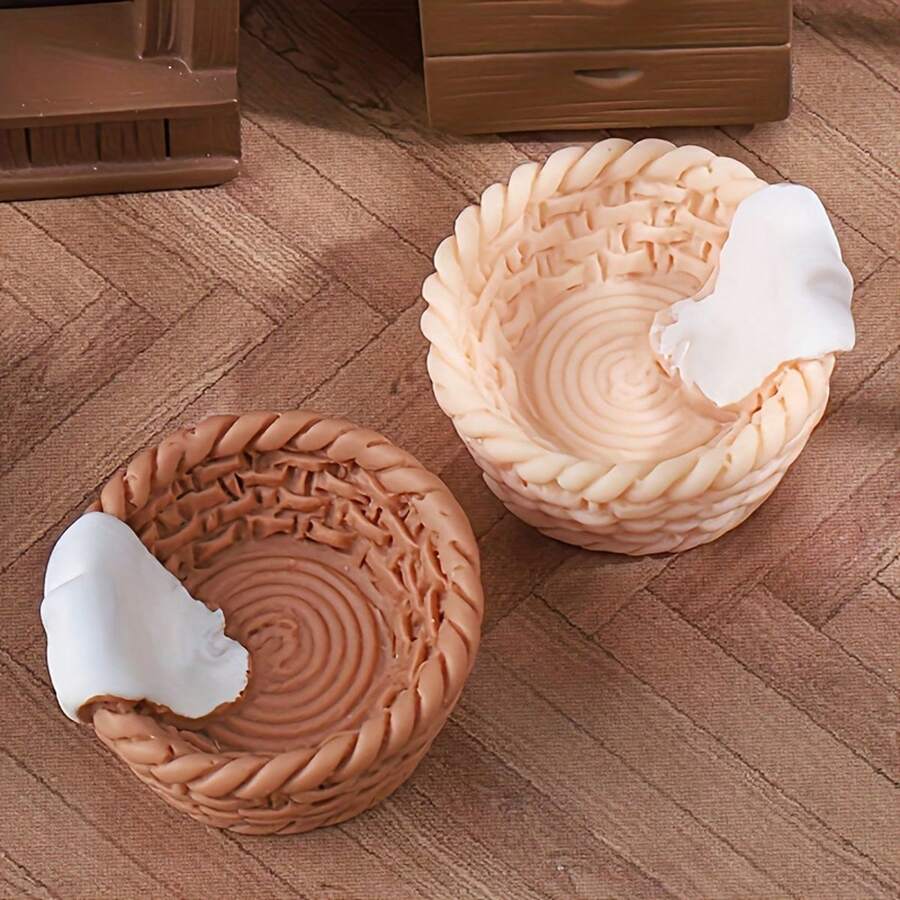 2 chiếc giỏ đan bằng nhựa mini có hình vải - Phụ kiện sân chơi trái cây tự làm, đồ trang trí cảnh quan nhỏ để bàn, không cần nguồn điện - Nhiều màu - Xem 1