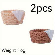 2 chiếc giỏ đan bằng nhựa mini có hình vải - Phụ kiện sân chơi trái cây tự làm, đồ trang trí cảnh quan nhỏ để bàn, không cần nguồn điện - Nhiều màu - Xem 2