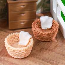 2 chiếc giỏ đan bằng nhựa mini có hình vải - Phụ kiện sân chơi trái cây tự làm, đồ trang trí cảnh quan nhỏ để bàn, không cần nguồn điện - Nhiều màu - Xem 4