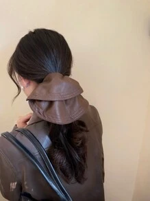 1pc Vintage Large Brim Leather Hair Scrunchie, High-End Simple Fashion New Design 2024 Scrunchies Hair Ties Scrunchy Hair Ties
