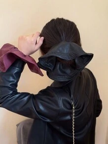 1pc Vintage Large Brim Leather Hair Scrunchie, High-End Simple Fashion New Design 2024 Scrunchies Hair Ties Scrunchy Hair Ties
