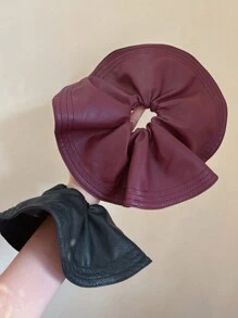 1pc Vintage Large Brim Leather Hair Scrunchie, High-End Simple Fashion New Design 2024 Scrunchies Hair Ties Scrunchy Hair Ties