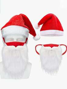 2 chiếc mặt nạ hóa trang ông già Noel mới cho ngày lễ Giáng sinh, mặt nạ râu, trang phục Halloween vui nhộn, mặt nạ Giáng sinh màu trắng, chống bụi, mũ Giáng sinh màu đỏ, tiệc tùng - nhiều màu - Xem 7