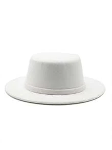 1pc Unisex Knitted Felt Hat, Solid Color, Retro Elegant British Style Flat Top Cap, Suitable For Parties, Outing, Daily Use In Autumn And Winter Witch