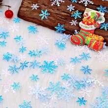 600pcs Colorful Snowflake Tabletop Decor, Paper Artificial Snow Flakes For Christmas Party, Birthday Party, Blue, White, Glitter, Suitable For Holiday Gatherings, Birthdays, Weddings, Table Decorations - Multicolor - View 5