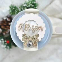 圣诞花环铭牌盖子装饰节日配饰个性化玻璃杯铭牌金色红色闪光 40 或 30 盎司 - 彩色 - 查看 4