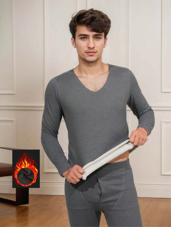 1 conjunto Ropa interior térmica de lana y seda para hombres, vestimenta de capa cómoda y sin costuras, para otoño/invierno/primavera