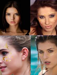 6 件金属纹身贴纸和雀斑贴纸，适合派对的闪亮临时面部纹身，适合节日和化妆舞会的逼真临时纹身贴纸，适合万圣节化妆的万圣节面部纹身 - 彩色 - 查看 9