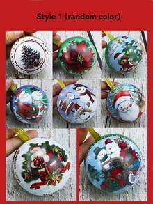 1 个锡罐，圆形锡盒，糖果锡容器，圣诞装饰圆形锡盒 - 彩色 - 查看 9