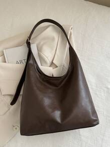 大容量女包套装2024秋冬新款，极简软面腋下包，复古通勤斜挎包2件套 - 咖啡棕 - 查看 10