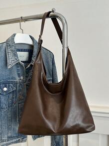 大容量女包套装2024秋冬新款，极简软面腋下包，复古通勤斜挎包2件套 - 咖啡棕 - 查看 12