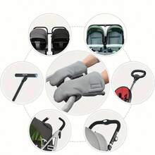 1 Cặp Găng Tay Xe Đẩy Em Bé, Găng Tay Giữ Ấm Cho Xe Đẩy, Găng Tay Siêu Dày Chống Thấm Nước Chống Đông, Thích Hợp Cho Cha Mẹ Người Chăm Sóc Xe Đẩy Phụ Kiện Còng Tay - Xám - Xem 4