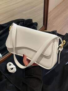 Lightweight Business Casual Flip-Top Square Bag, Suitable For Teenage Girls, Women, College Students, Young Professionals, And Office Workers, Perfect For Office, University, Work, Business, Commuting, Outdoor Activities, Travel, And Hiking - White - View 7