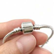 1 件时尚蛇链串珠手链，适合女性日常佩戴 - 銀色 - 查看 3