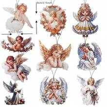 Bộ 20 đồ trang trí treo trang trí Giáng sinh, Đồ treo bằng gỗ 2D, Đồ trang trí mặt dây chuyền cây thông Noel phong cách thiên thần, Trang trí nhà không khí tiệc tùng ngày lễ - Nhiều màu - Xem 4