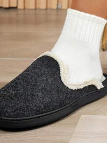 Dép xỏ ngón Unisex, Dép đi trong nhà giữ nhiệt lót tuyết ấm áp cho nam/nữ, Quà tặng Giáng sinh/ngày lễ - màu đen - Xem 6