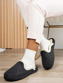 Dép xỏ ngón Unisex, Dép đi trong nhà giữ nhiệt lót tuyết ấm áp cho nam/nữ, Quà tặng Giáng sinh/ngày lễ - màu đen - Xem 4