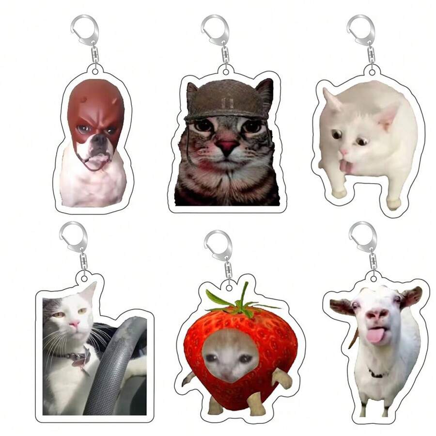 Key Chain Mobile Phone Charm Car Pendant Cute Cat Vomit Meme Dog With