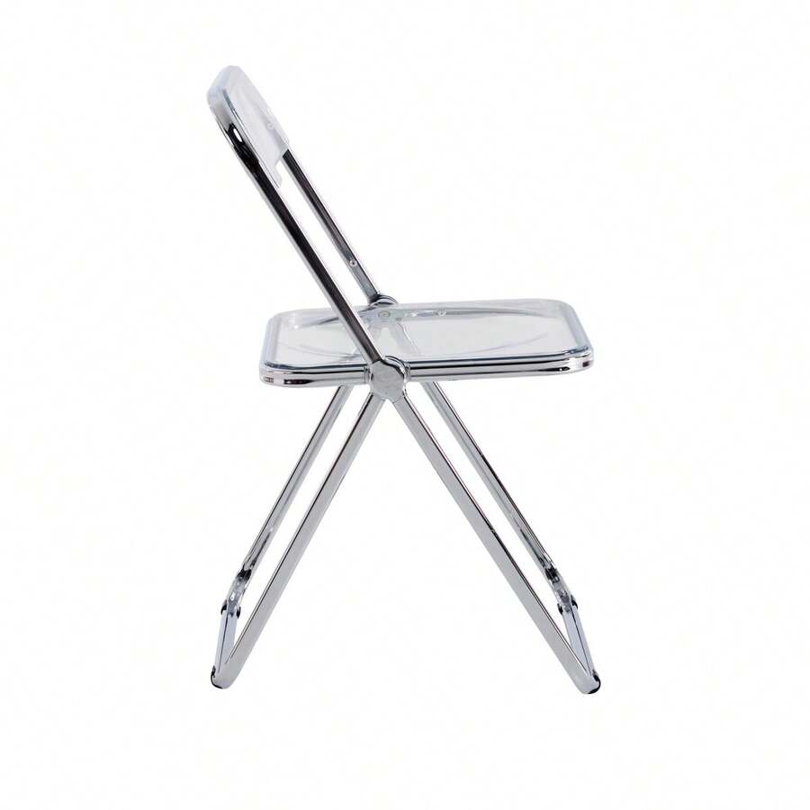 White Clear Transparent Folding Chair Chair Pc Plastic Living Room Seat