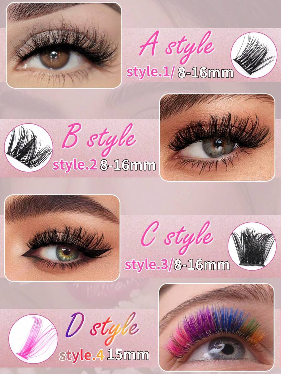 464pcs DIY Eyelash Extension Kit, Includes Long Stem Lashes In 4 Styles