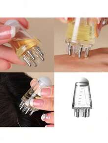 1pc Random Color Transparent Oil Comb, Multi-Functional Scalp Massager, Suitable For Serum, Nourishing Liquid, Conditioner, Essential Oils, Can Precisely Apply Liquid Or Oil To Hair Roots - Multicolor - View 4