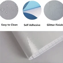 1 Roll Of Marble Wall Stickers Glossy Vinyl Stickers That Are Peeled Off And Pasted PVC Kitchen Stickers Suitable For Home Decoration Living Room Bedroom Renovation Decoration Wall Paper Waterproof And Oil-Proof Wallpaper - Light Grey - View 6