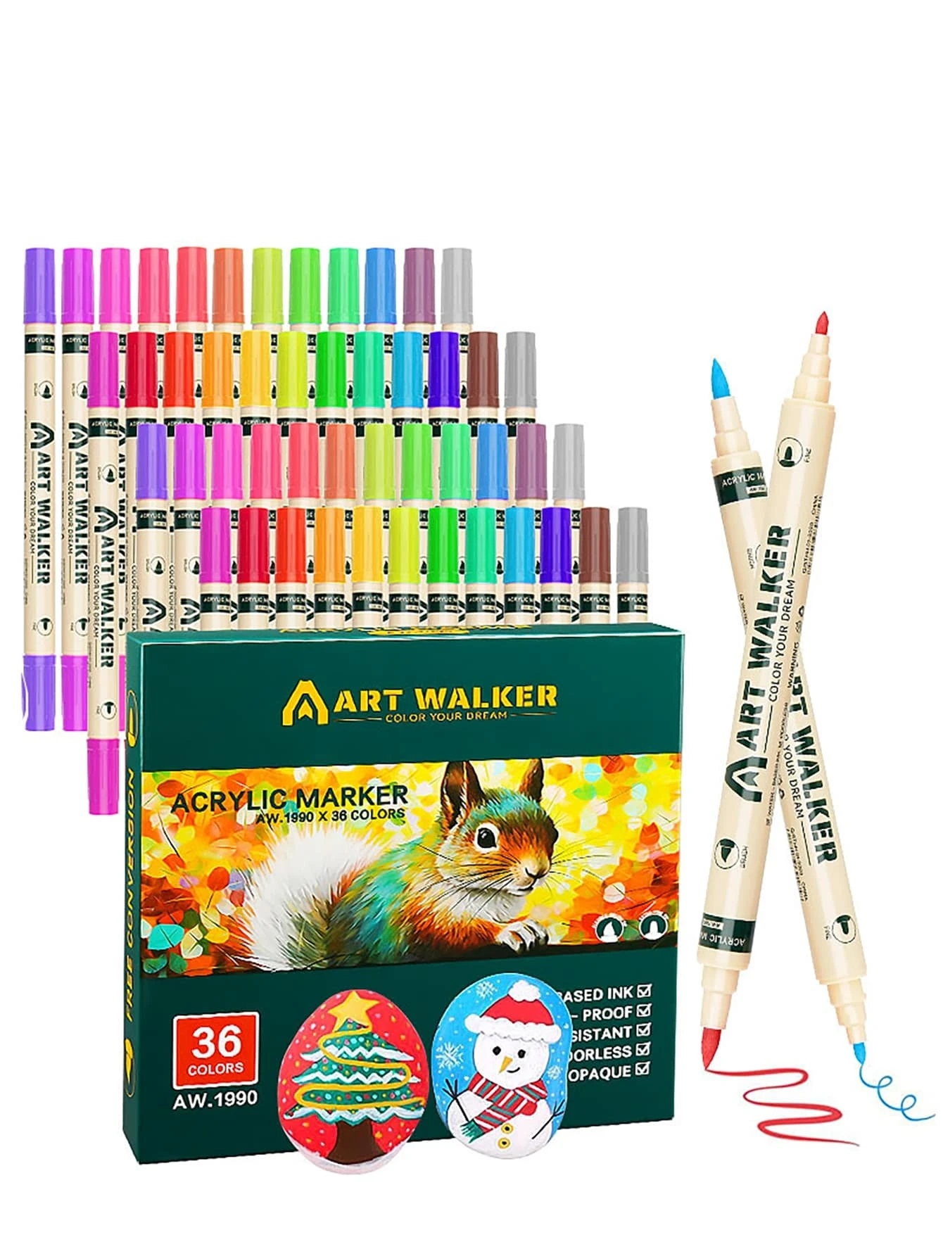 Acrylic Paint Pens, Dual Tip Acrylic Paint Markers With Brush Tip And
