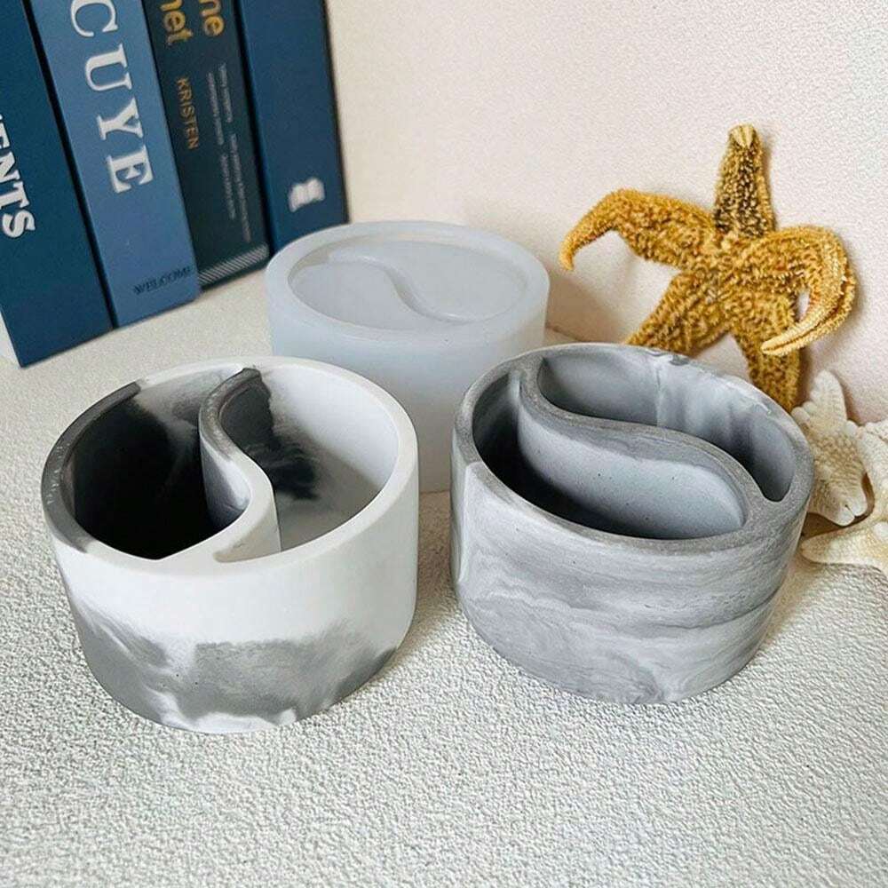 DIY Tai Chi Container Silicone Mold Concrete Flower Pot Cement Candle
