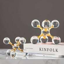 1 件新品透明泡泡彩色分子球，优雅时尚的水晶球装饰套装，现代金属分子设计，适用于客厅、办公室柜、情人节、节日、豪华家居装饰、售楼处、酒店、入口、实验室、主题商店、创意金属饰品、几何十字水晶分子球、哑光球、金字塔、抽象水晶、教师节、感恩节、儿童、男孩、女孩、情侣、婚礼的生日礼物 - 白色 - 查看 15