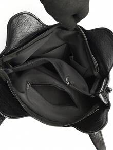 Túi Tote du lịch đa năng đeo vai/đeo chéo thời trang màu trơn dung tích lớn cho nữ - màu đen - Xem 3