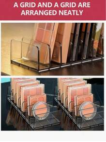 1pc Makeup Organizer Box For Eyeshadow Palette, Transparent Cosmetic Storage Box, Suitable For Dressing Table, Vanity, Bathroom Countertop, Cabinet, 7 Compartments,Room,Home,Bedroom,Bathroom,House,Pink Room,Living Room Decor,Travel Stuff,Gift Bag,Gifts For Mom,Dad,Men,Friends,Teacher,Birthday,Wedding,Desk,Shelves,Accessories,Gift Boxes,Funny Gift,Storage ﻿ - Multicolor - View 3