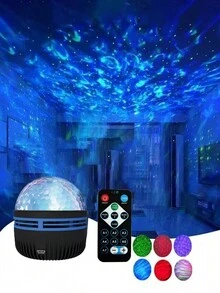 1 件现代 USB 供电太空主题台灯带遥控器 - 塑料抛光变色 LED 投影魔球带水波纹效果，适用于卧室氛围和节日灯饰 - 彩色 - 查看 9