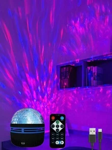 1 件现代 USB 供电太空主题台灯带遥控器 - 塑料抛光变色 LED 投影魔球带水波纹效果，适用于卧室氛围和节日灯饰 - 彩色 - 查看 8