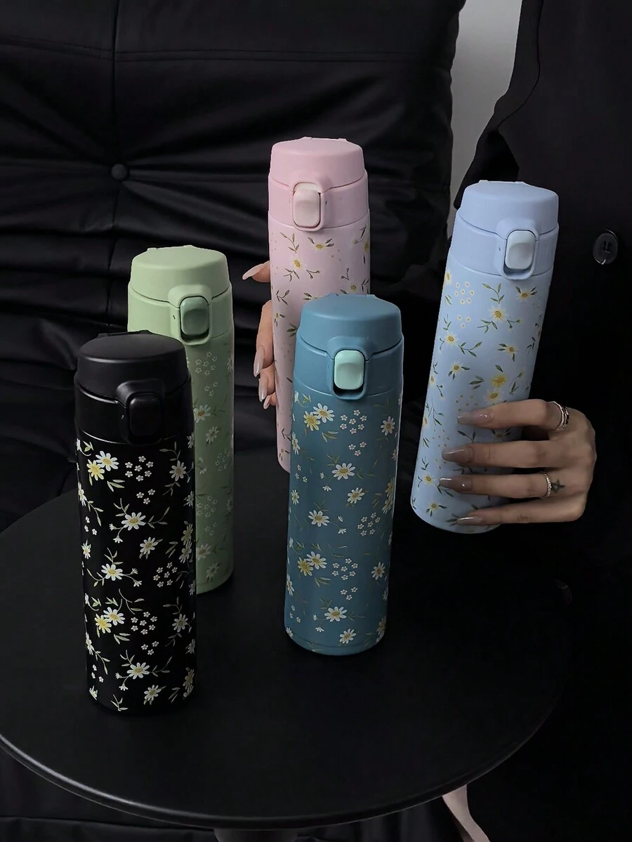 1 chiếc cốc giữ nhiệt Daisy Series 450ml/15,22oz, cốc giữ nhiệt có nắp lật khóa, bình đựng nước thể thao ngoài trời và phòng tập thể dục, đồ dùng học tập, quà tặng ngày lễ - Nhiều màu - Xem 1