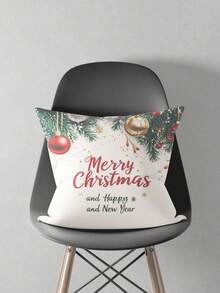 1 vỏ gối in họa tiết cây thông Noel bằng vải lanh - Trang trí nhà thời trang cho phòng khách, phòng ngủ và xe hơi | Polyester có thể giặt được có khóa kéo - Nhiều màu - Xem 3